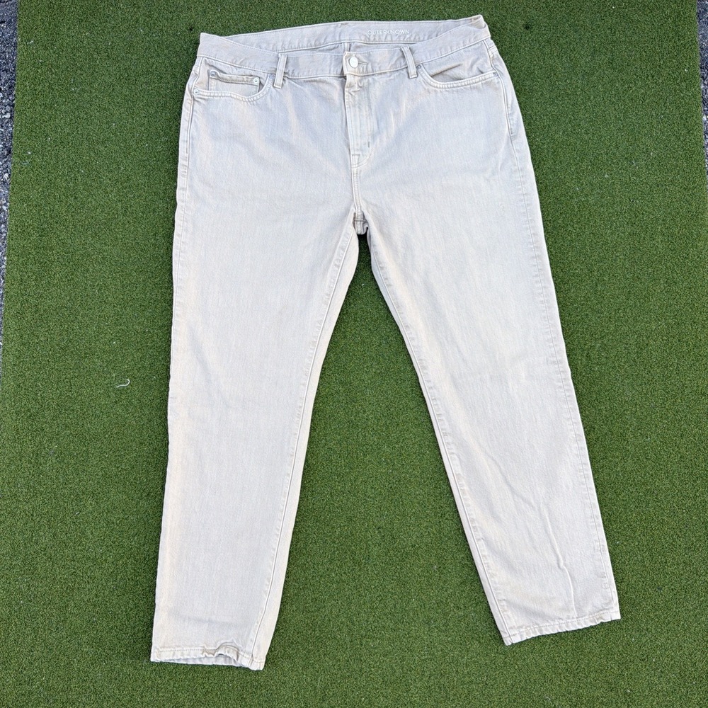 Outerknown SEA Drifter Jeans Mens 38x30 Khaki Tan  Tapered Slim Fit Denim